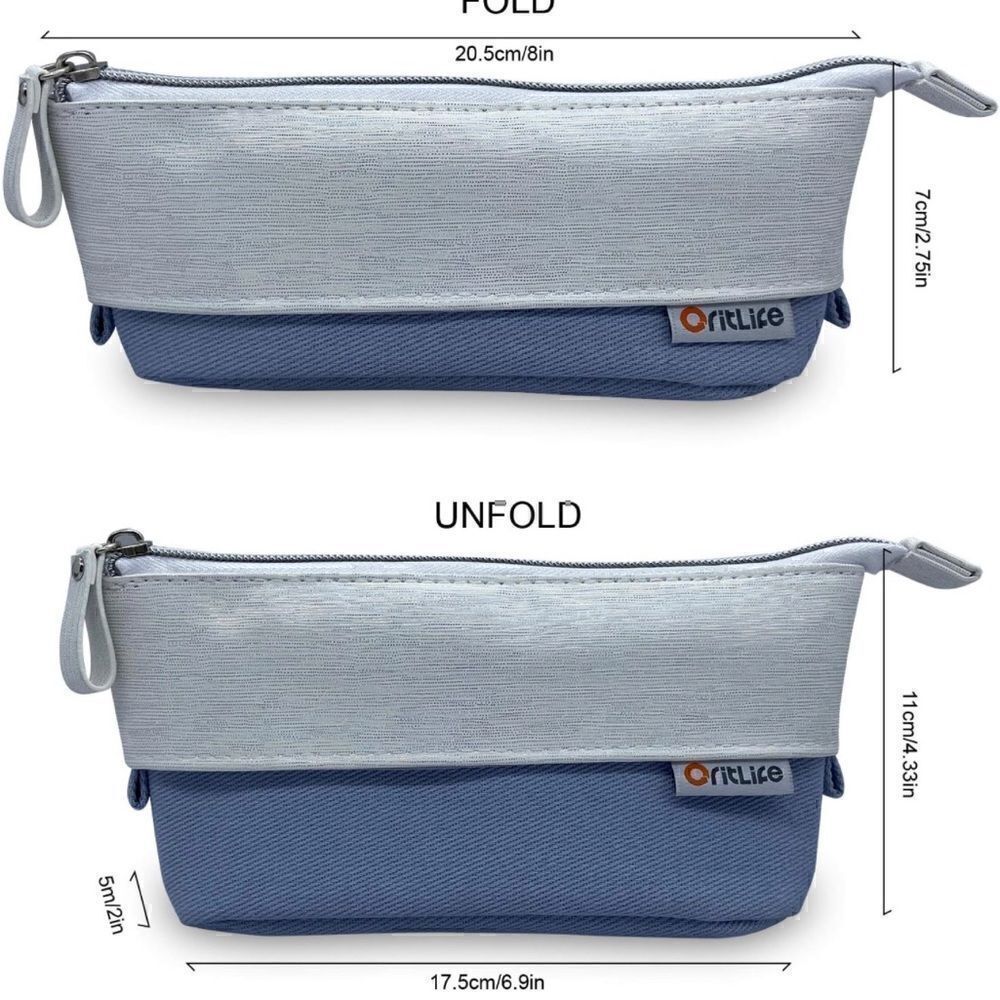 Oritlife Upgrade Pop-up Premium PU+Cotton, Standing Pencil Pouch light green
